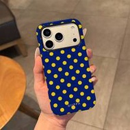 1 ชิ้น เคสโทรศัพท์ลายจุดสีเหลืองบนพื้นสีกรมท่า สำหรับ Phone 17 Pro Max, Phone 16 Pro Max, Phone 15 P