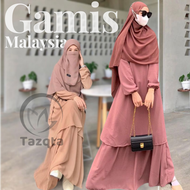 TAZQTA Gamis Malaysia Polos Syari ceruty Babydoll Premium / Gamis Melayu / Malaya Dress / Baju Kurun