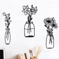 Metal Flower Wall Decor 3PCS Floral Wall Art Flower in Vase Wall Decoration Vase Flowers Interior De
