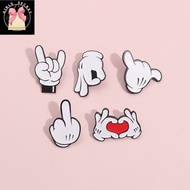 QQBdecorColorPin Funny Hand Gesture Heart Brooch Pins Creative Gesture Brooch Metal