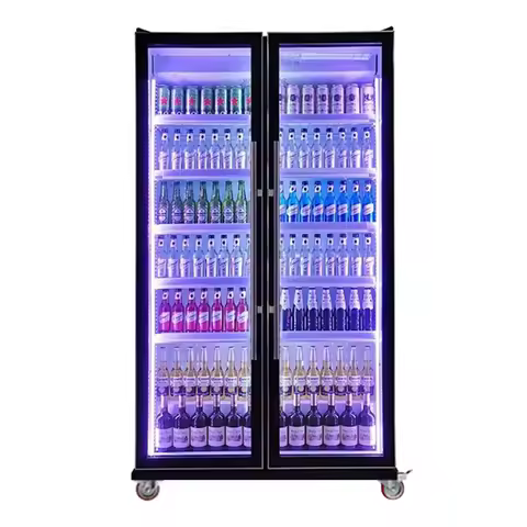 Convenience Store Fridge Glass Doors Display Open Type Refrigerator Beer Beverage Cabinet