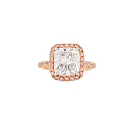 Rose Gold, 3.50ct Cushion Cut Diamond and Pink Diamond Engagement Ring