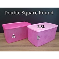 Tupperware Double Square Round 2.8L (1) 23.2cm(L) x 14.2cm(W) x 12.9cm(H)  Retail Price S$18.10