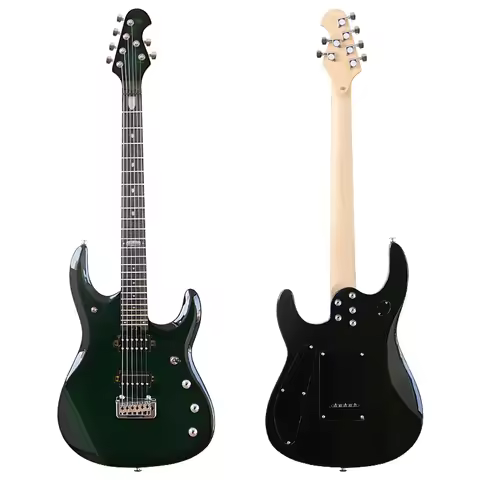 Flame Maple Top Electric Guitar 39 Inch 6 String Solid Okoume Body Canada Maple High Glossy Green&Ch