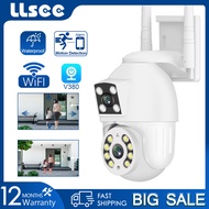 LLSEE V380 Pro 4K 8MP กล้องวงจรปิดไร้สาย wifi กล้องเฝ้าระวังกลางแจ้ง 360, กล้องรักษาความปลอดภัย IP ระบบติดตามการโทรแบบสองทาง IR Night Vision Mobile Alarm