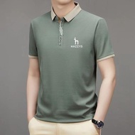 Hazzys Mens Polo Shirts Korea Man Golf Shirt Summer Striped Print Button Clothing Business Male Stre