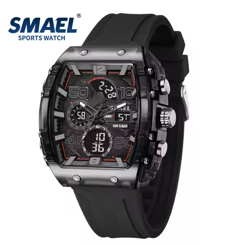SMAEL 8109 New Men's Watch Multifunctional Sports 50M Waterproof Dual Display LED Night Light Leisur