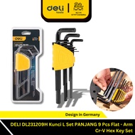 Deli L Key Set 9pcs 1.5mm to 10mm long flat end hex key set ball end hex key hexagonal DL231209H H H