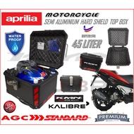 APRILIA SEMI ALUMINIUM WATERPPROOF TOP BOX 45LITER MOTORCYCLE HARD SHIELD TOP CASE KMN KALIBRE HIGH 