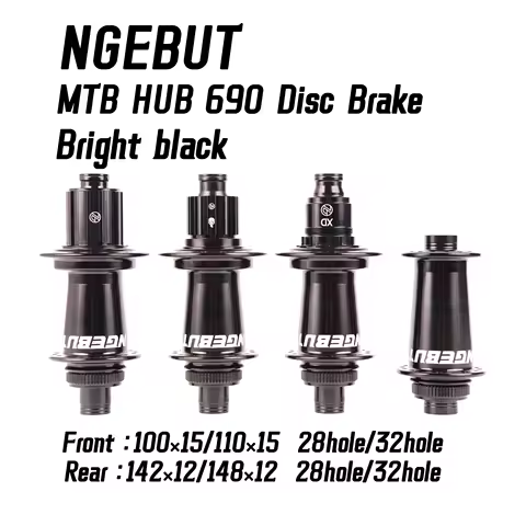 NGEBUT Bright Black 690 Ring Bicycle Hub Central Control Lock Disc Brake J-shaped Elbow 28/32 Hole14