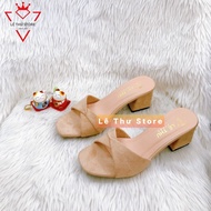 Guốc dép nữ 5 phân quai bản xếp LT (DGB003)