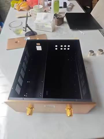LETAO High-end Audiophile Tube Preamp Chassis DIY Amplifier Case Champagne Gold Front Panel