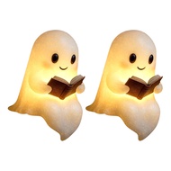 Ghost Night Light Desk Ghost Reading Book Lamp Cartoon Ghost Bedside Lamp for Halloween Decoration B