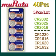 40Pcs Original Murata CR2032 CR2025 CR2016 CR1220 CR1620 CR1616 CR1632 Button 3V Car Key Battery Rem