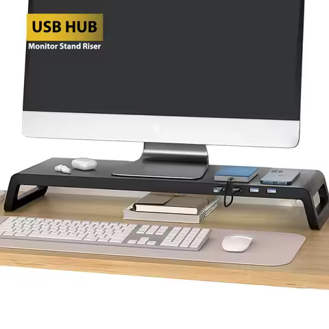 Monitor Stand Riser Without or With USB3.0 Hub Computer Monitor Stands Desk Shelf PC Accessories Sup