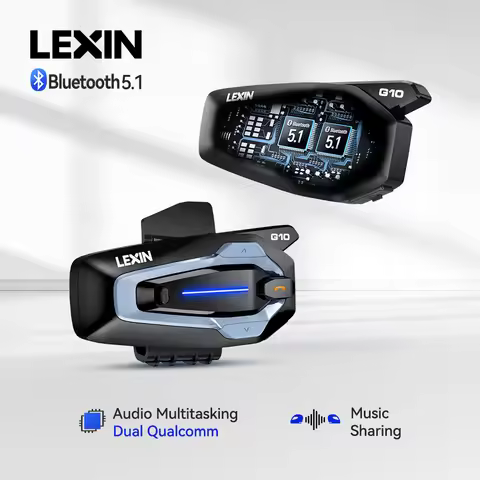 NEW-LEXIN G10 Motorcycle Helmet Intercom, 8 Riders Dual Qualcomm Bluetooth 5.1 Intercom, Parallel Au