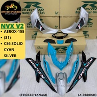 (STICKER TANAM/AIRBRUSH) RAPIDO COVER SET YAMAHA NVX V2 AEROX-155 (31) CS6 SOLID CYAN SILVER