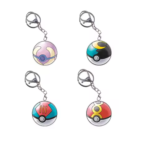 Keychain Poke Ball Great Ultra Master Love Heal Ball Anime Game Characters Self Made Acrylic Pendant