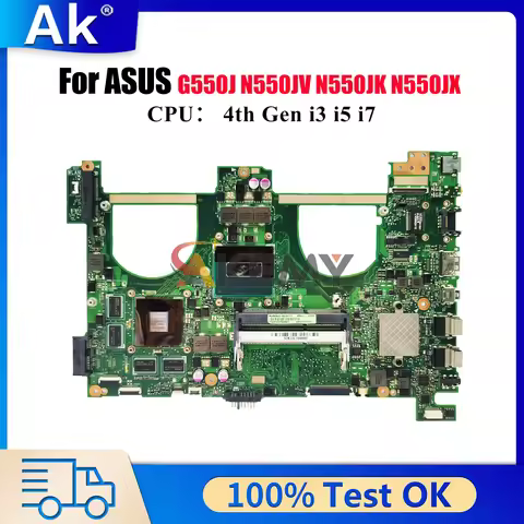 N550JV Laptop Motherboard For ASUS ROG G550J N550J N550JV N550JX N550JK Notebook Mainboard With i3 i
