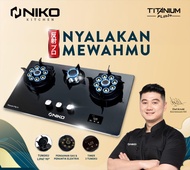 NIKO KOMPOR TANAM FLIP PLUS 3 TUNGKU STAINLESS KOMPOR LIPAT
