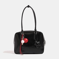 Warrencia Original Leather Beta Bag Niche Retro Bowling Bag Female Large-Capacity One-Shoulder Messe