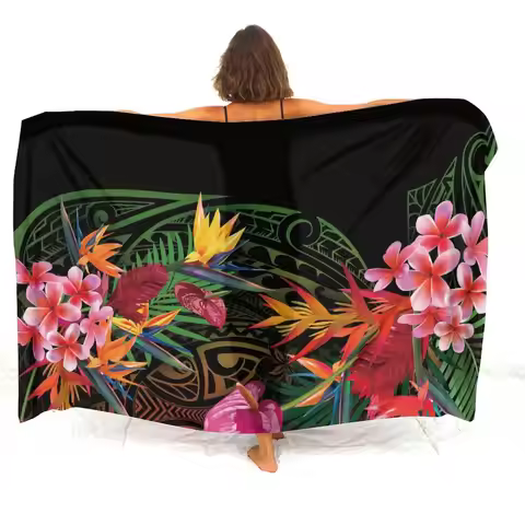 Pacific Island Floral Print Custom Women'S Sarong Polynesian Tribal Ethnic Style Cape Hawaiian Beach