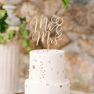 Mr & Mrs Wedding Cake Topper Cake Decoration in Wood
