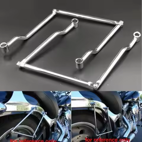 Chrome Motorcycle Steel Adjustable Saddle Bag Support Bar Side Mount Bracket Fit For Kawasaki Honda 