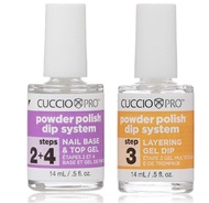 Powder Polish Dip System Steps 2+4 Nail Base & Top Gel + Step 3 Layering Gel Duo Set 0.5oz Cuccio Po