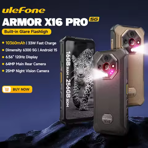 【2025 New】Ulefone Armor X16 Pro 5G Rugged Phone Smartphone Android 15 Up to 16GB+256GB 10360mAh Glar