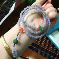 和田玉冰紫料 5 公釐 多圈手鏈 項鏈吊墜搭配和田玉碧玉 圓珠 吊墜