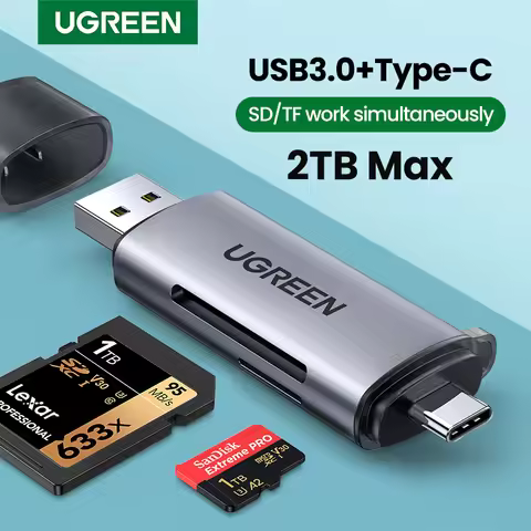 UGREEN Card Reader USB3.0 USB C SD Micro SD Card Reader for Laptop Computer Smart Memory Cardreader 