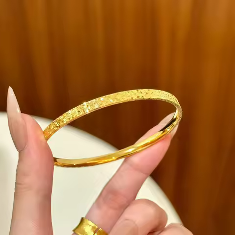 Luxury 24K 9999 Pure Gold real gold Women's Crushed Ice Bracelet
