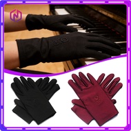 Breathable Square Dance Gloves Stretchy Spandex Gloves with Embroidery Black Gloves