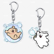 【tuhui001.my】 现货速发Key Chain吹泡泡线条小狗钥匙扣可爱亚克力卡通高颜值风情侣款爆款书包挂件Blowing Bubble Line Dog Keychain Cute Acryl