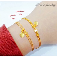 Merdeka 916 Gold 1C Double Row Solid Seeds Of Love Bracelet / Rantai Tangan Biji Sawi / Loci Emas 916 ( 2g - 4g )