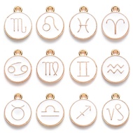 12pcs Metal Alloy Enamel Zodiac Signs Charms Pendant Diy Hand Made Jewelry Parts