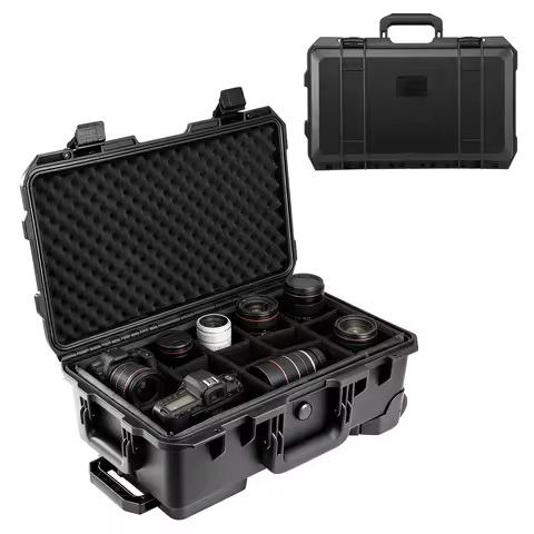 Professional Large Hard Rolling Camera Case, Waterproof Shockproof Equipment Tool Luggage with Retra