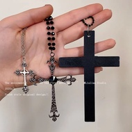 Tongchuan Spicy Neck Women y2k Design Retro silver Korean Long Niche Cool Punk Necklace Cross Pendan