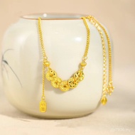 Crushed Ice Ice Water Shell Necklace Gold Five Emperors Colorful Gold Copper Coin Lucky Necklace 18k