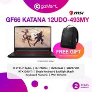 MSI GF66 KATANA 12UDO-493MY Gaming Laptop (I7-12700H/16GB 4800MHZ(8+8)/512GB SSD/RTX3050 TI 4GB/15.6