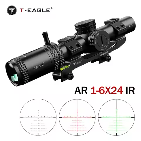 T-EAGLE AR 1-6X24 IR Tactical LPVO Riflescope Wide Angle Optics Sight Green Red Illuminated Hunting 