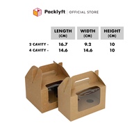 Packlyft 2 Cavity / 4 Cavity Brown Kraft Cupcake / Muffin Box with Handle