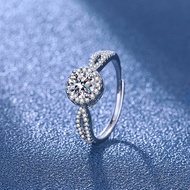 Live Simulation Moissanite Ring Female One Carat Six-Claw Wedding Ring 26.1.9