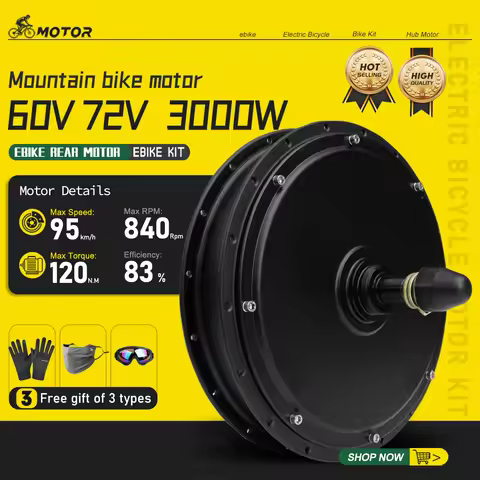 Electric Bicycle Motor 60V 72V 3000W E-bike Rear Rotate Brushless Non-gear Hub Motor Drive for Ebike