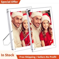 2 Packs 5X7 Inch Frameless Tabletop Picture Frame Clear Frame
