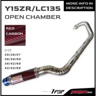 HPSP RACING LC135 Y15ZR OPEN CHAMBER EXHAUST RED CARBON 35/38/57 38/38/60 38/42/60 42/42/60