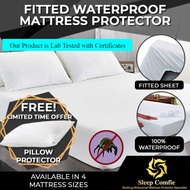 Waterproof Mattress Protector Fitted Type (Free Pillow Protector) LAB TESTED WITH NEW CERTIFICATION