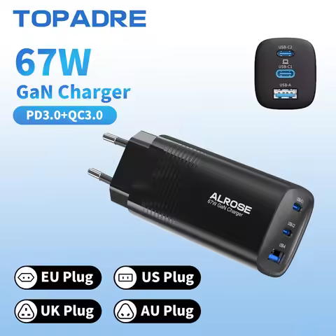 GaN USB Type C Charger 65W 45W PPS PD QC4.0 Quick Charger For Macbook Laptop IPAD Tablet iPhone 17 S