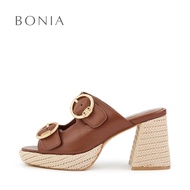 Bonia Brown Julia Heeled Sandals | Kasut Sandal